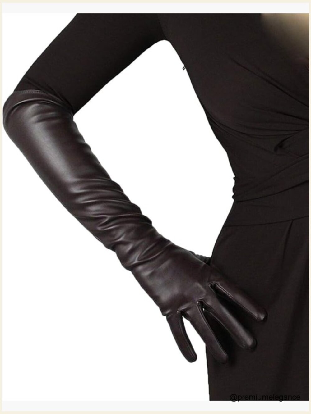 20-inch Faux Leather Opera Gloves Long Over Elbow